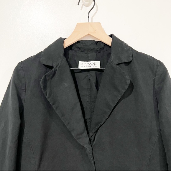 Maison Martin Margiela Black Cotton & Linen Button Front Blazer Jacket Size 40 - Picture 4 of 12